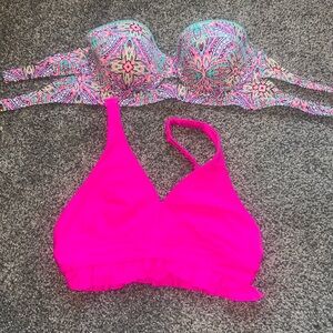 Shade & Shore Aqua and Multicolor Bikini Top